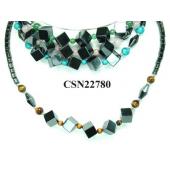 Assorted Opal Beads Hematite Chain Choker Fashion Women Necklace